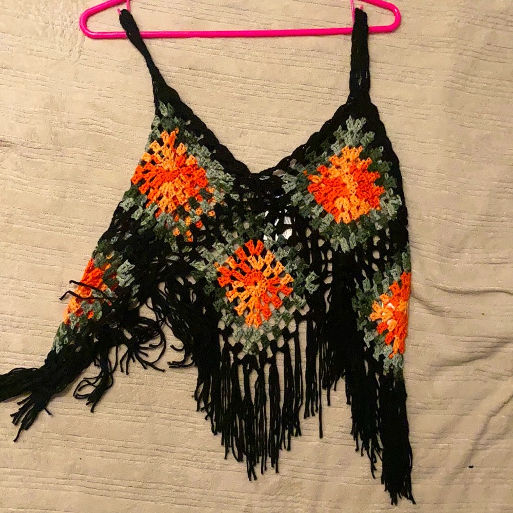 Crochet fringe tank top